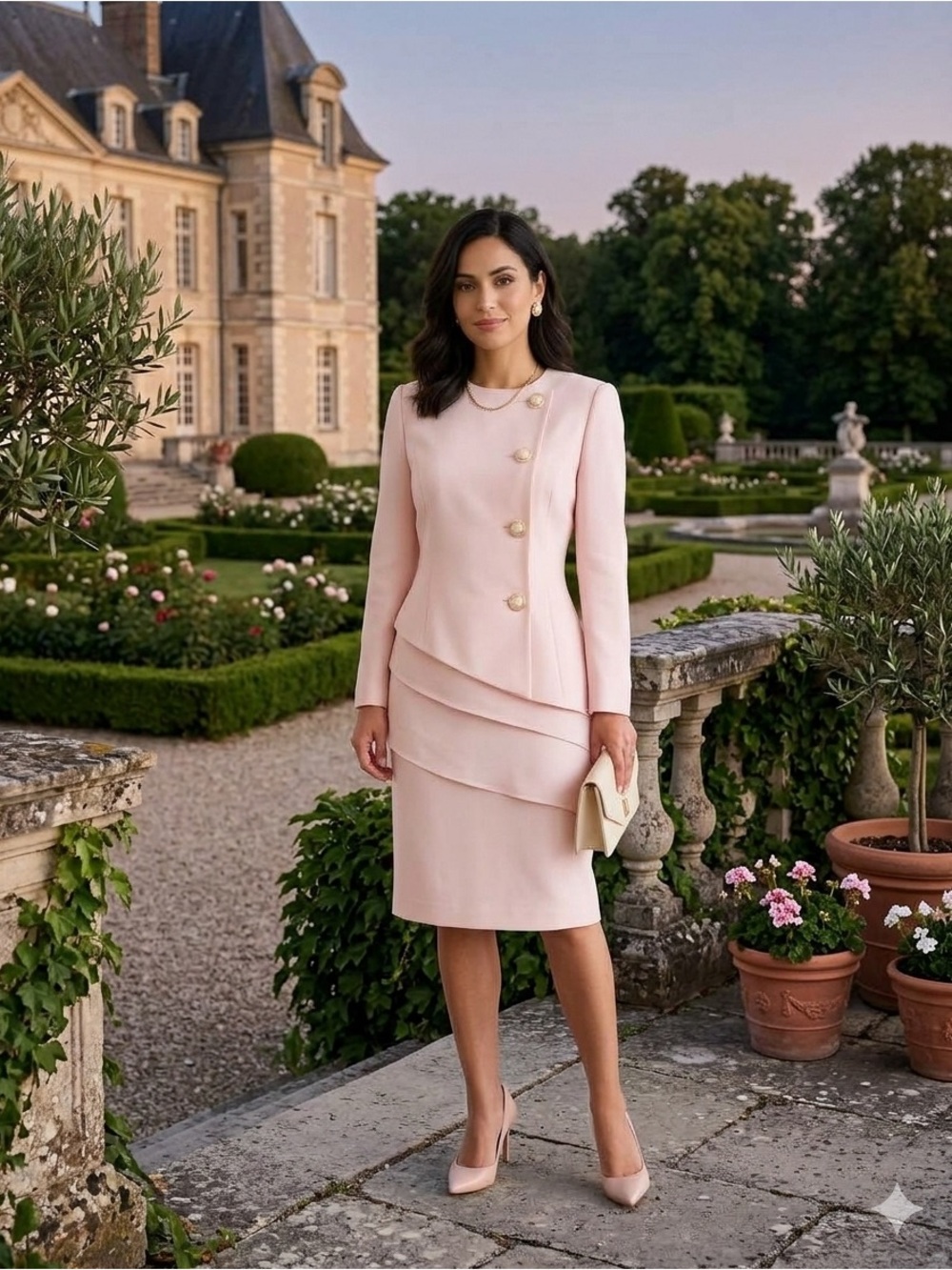 Vintage blazer and dress Luxurious 100%  Silk Fabric in Soft Pink